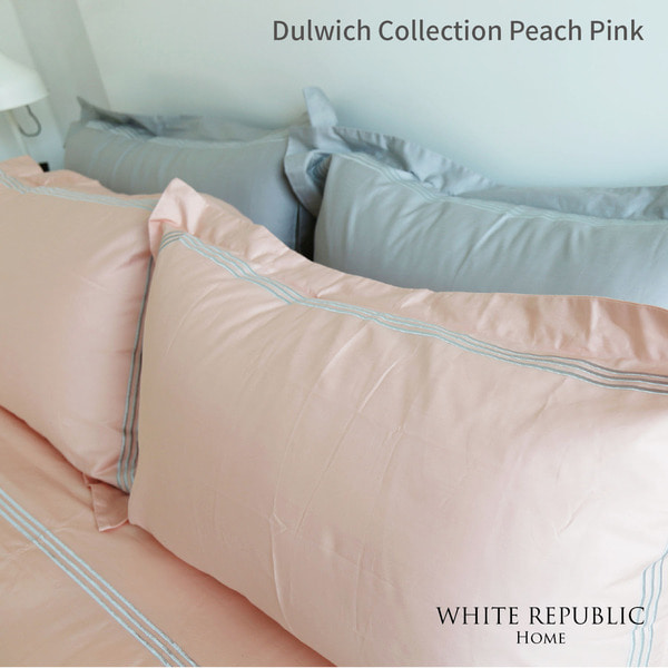 [Family Sale] 60수 자수 Dulwich Oxford Pillowcase - Peach Pink