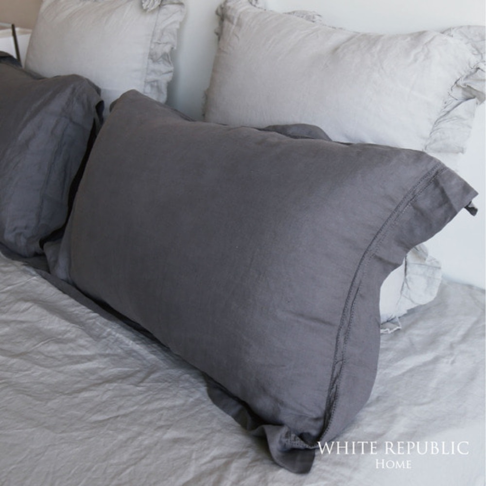 [Clearance Sale] French Linen Oxford Pillowcase - Charcoal