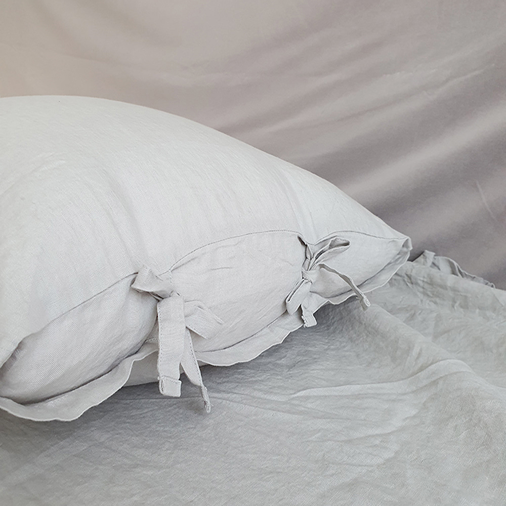 [베개솜세트]French Linen Housewife Pillowcase (Grey) + Microfiber 베개솜
