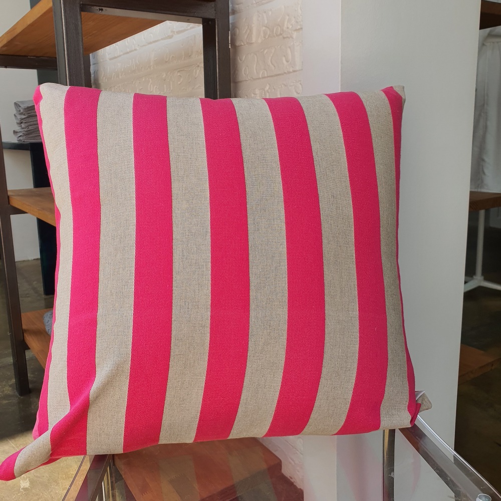 (Season Out) Belgium Stripe Hot Pink Cushion Case 50x50