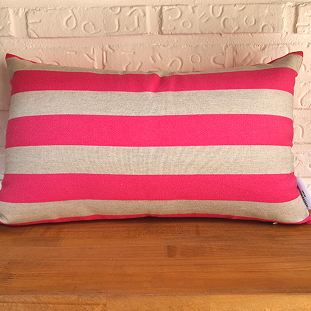 (Family Sale) DP) Belgium Stripe Hot Pink Cushion Case + Cushion pad Set 50x30