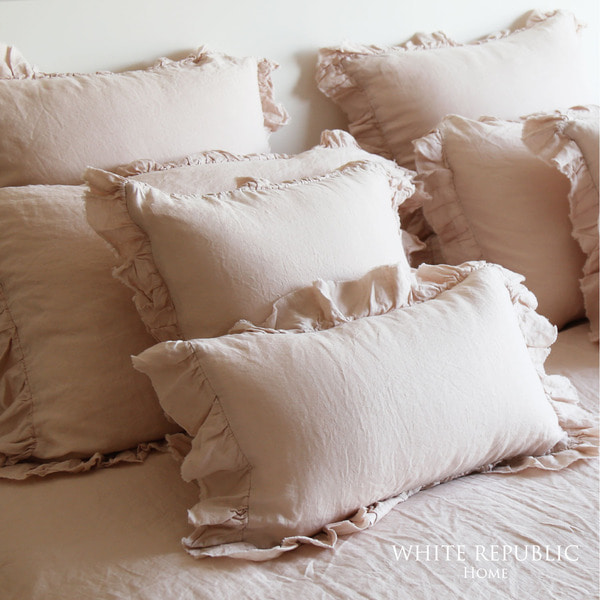 French Linen Mini Ruffle Pillowcase - Light Pink