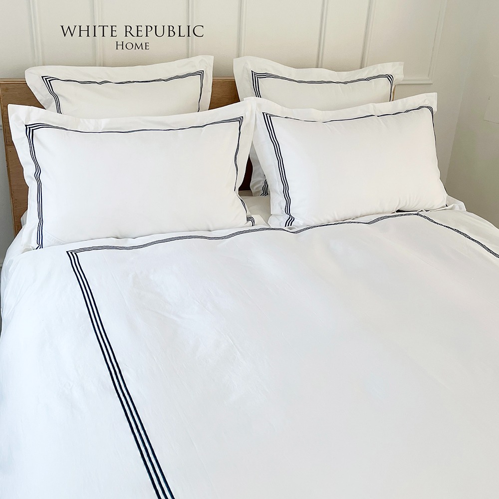 Dulwich Collection Duvet cover (White-Navy)