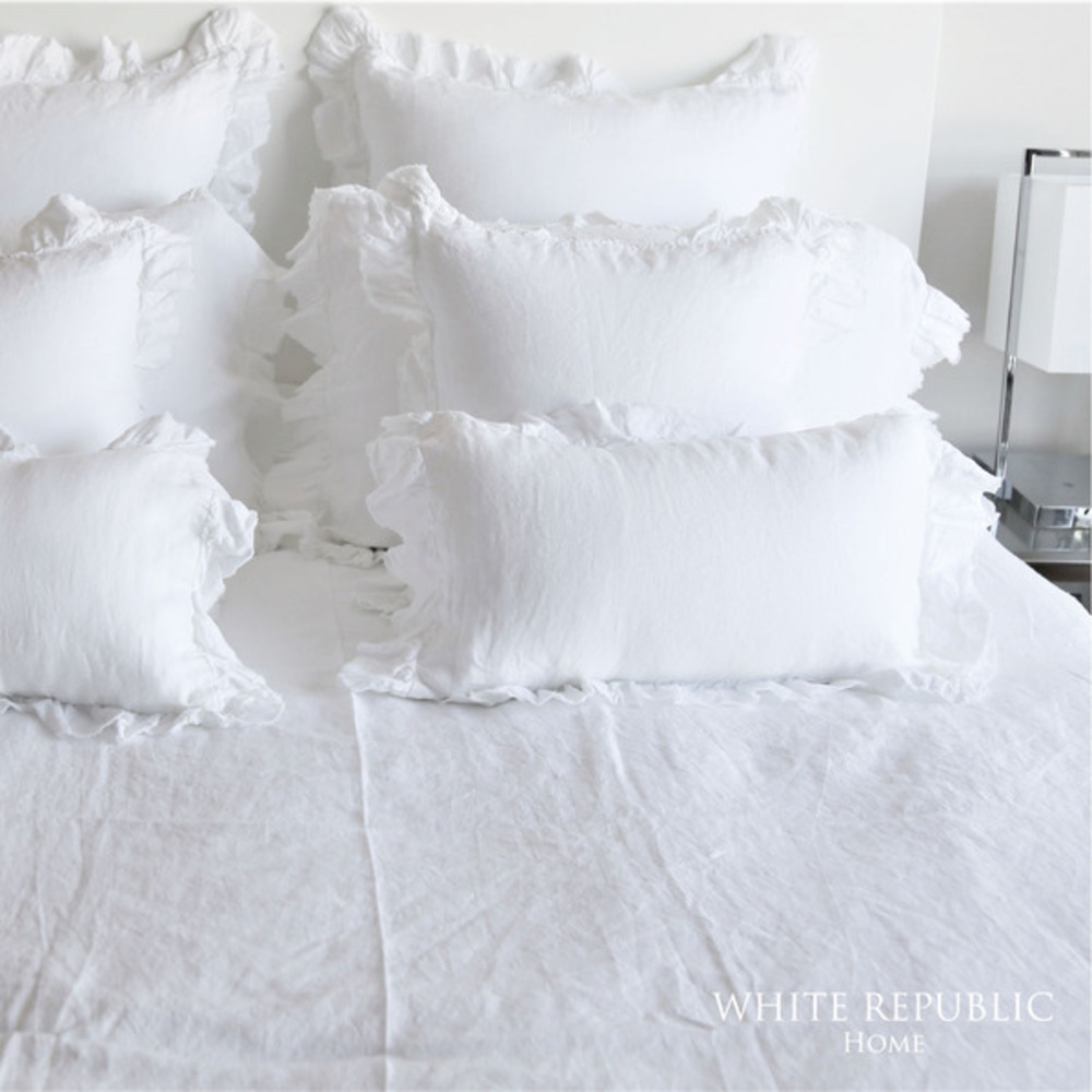 French Linen Mini Ruffle Pillowcase - White