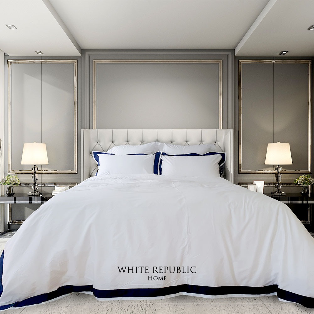 [ Family Sale] 80수 순면 Cavendish Collection Duvet Cover Navy+White K
